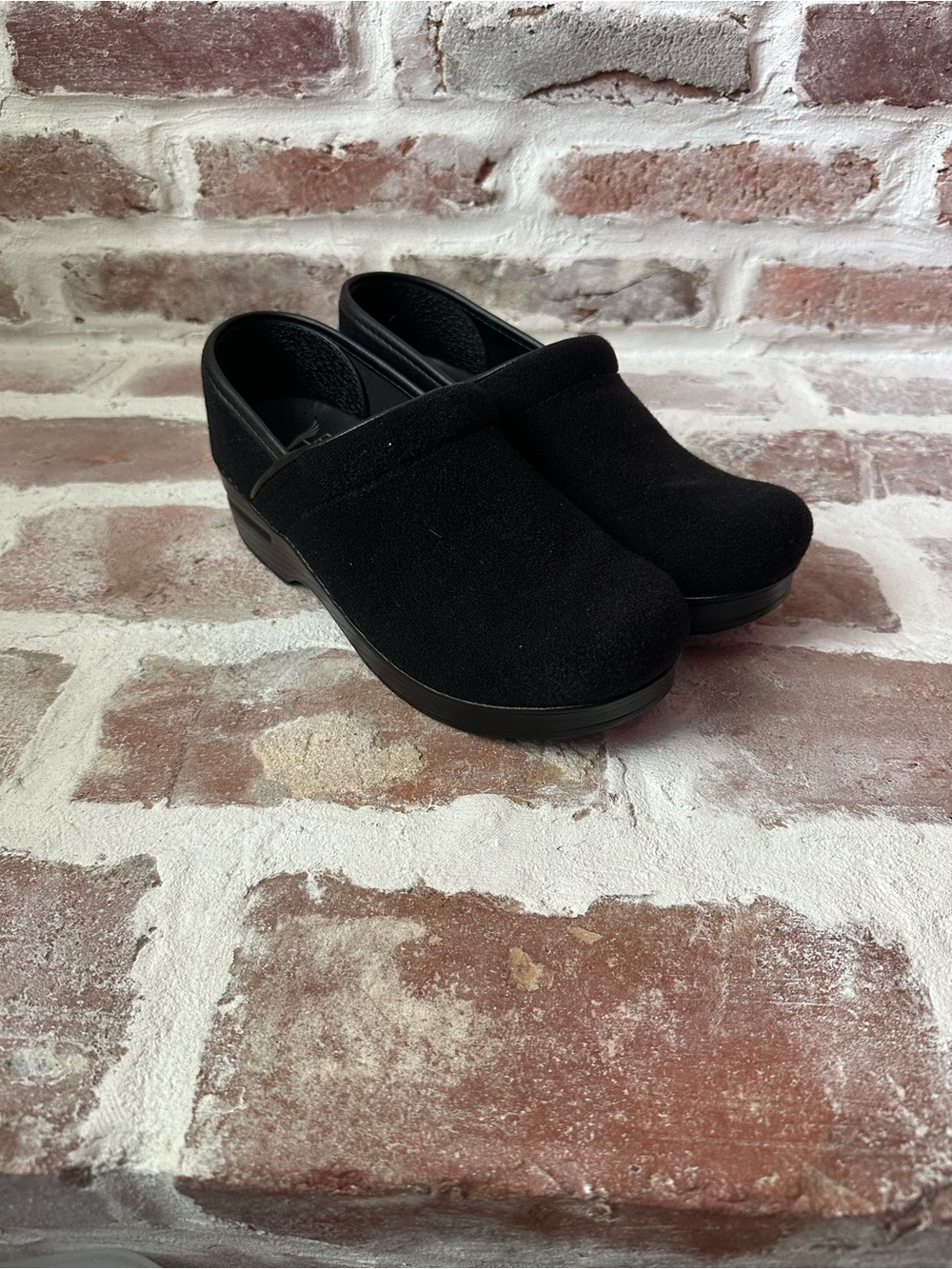 Dansko Black felt Slip-On Clog Sandals